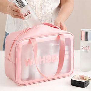 Bolsa de cosméticos à prova d'água bolsa de armazenamento por portátil de armazenamento de grande capacidade PU transparente Bolsa de viagem Buggy