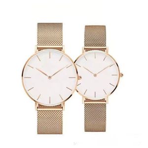 Mesh Steel Band Unisex Large Dial Business Quartz Watchh