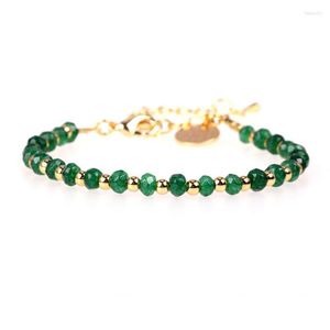 Link Chain 3 4mm Chakra Beads Energy Copper Gold Plated Natural Round Cut Malay Jade Stone Armband For Women Men smycken Fawn22