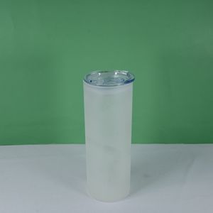 US Warehouse 25oz Bicchiere di vetro a sublimazione Tazze di vetro smerigliato con coperchio Cannuccia Bottiglia d'acqua portatile per esterni B6