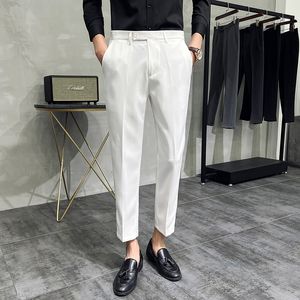 2022 Men, terno coreano Pant Summer Fashion Business Casual Men's Troushers Slim Fit Office Social High Quality Comprimento do tornozelo Calças