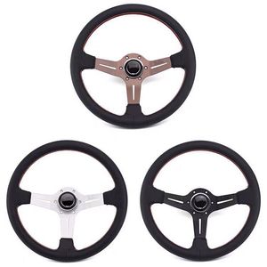 14 polegadas 350mm Universal Hot Classic Drift Racing Nardi Whap Wheel Microfiber Leather Rally Modificação automática Rodas de direção com logotipo para VW Toyota Honda