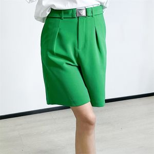 pantaloni da tuta a gamba larga a cinque punti pantaloni da donna estivi 2022 a gamba larga sensazione di sospensione a vita alta hardware a tubo dritto con cintura