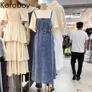 Korobov 2022 Sommer Ankunft Frauen Denim Kleid Adrette Streetwear Kleider Vintage Hohe Taille Taste Vestidos Mujer