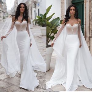 Vestidos de noiva elegantes luxuosos, sem mangas, botão sem mangas sem mangas, festas formais com vestidos de xale plus size