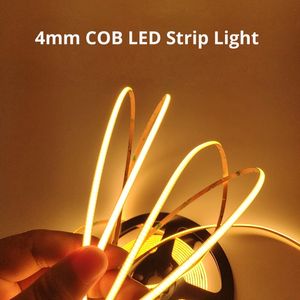 4 mm schmal, 12 V, 24 V, 480 LEDs, hohe Dichte, flexibler COB-LED-Streifen, Lichtleiste, Bandbeleuchtung, 3000 K, 4000 K, 6000 K, R/G/B/P/Y, Eisblau