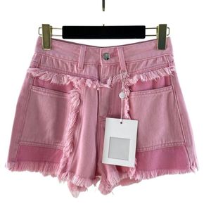 2022 Damen-Vintage-Baumwoll-Designer-Shorts, Röcke mit Buchstaben, Knöpfen, weiblich, Mailand, Laufsteg-Designer, High-End-Marke, Mädchen, rosa, Hotty, heiße kurze Hosen, Kleidung