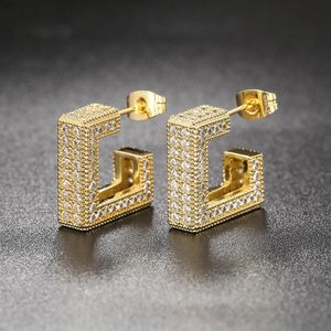 Hoop Huggie Iced out Diamond Orecchings for Women Men Luxury Gold Hiphop Fashi