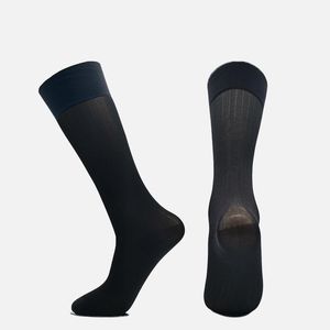 Erkek Çoraplar Erkekler İş Çizgili Tüp İpek Seksi Ayak Tip Sheer Erkek Elbise Siyah Mavi Ofis Çorapları İnce Nefes Alabilir Sockksmen