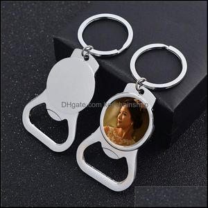 Keychains Fashion Accessories Sublimation Blank Key Chain Metal Ring With Bottle Opener Transfer Printing Diy Consumables Drop Delivery 2021