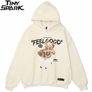 Mężczyźni Hip Hop Bluza Bluza Streetwear Niedźwiedź List Koszyk Koszyk Drukuj Sweter Jesień Harajuku Bawełniane Kapturem 220325