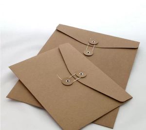 Papel de papel marrom por atacado A5/A4 Document Holder Arquivo Bolso de bolso envelope com string string bloqueio de escritório bolsa de suprimentos dh9484