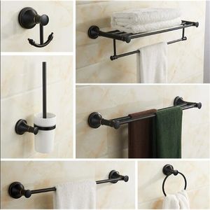 Set di accessori per il bagno Porta scopino per WC spazzolato a olio nero Porta carta Porta asciugamani Porta asciugamani Set di accessori per il bagno T200425