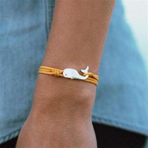 2020 Summer Style Camping Parachute Cord Tiny Whale Tail Bracelet Men Women 550 Paracord Jewelry Wrap Metal Hooks Friendship1264t