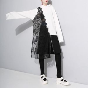 Kadın Hoodies Sweatshirts Kadın kazak 2022 Sonbahar Pamuk Sokak Giyim Tam Katı Dantel Seks Hoodie Euro-America Stil Tasarımcı Çantalar Nigh
