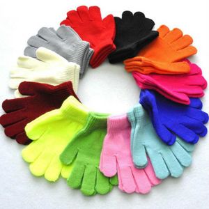 Guanti invernali per bambini Tinta unita Colore caramella Ragazzo Ragazza Guanto in acrilico Kid Caldo lavorato a maglia Finger Stretch Mitten Studente Guanto da esterno Regalo FY7325 C0621x1