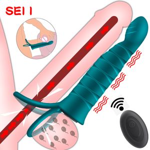 VENDI vibratori a doppia penetrazione giocattoli sexy per uomini strapon vibratore telecomando cinturino sul pene coppie