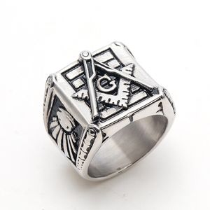 NEWE CHŁODNIK Unikalne masoniczne sygnet pierścienie klejnot dar titanium ze stali nierdzewnej złota srebrna kompas kwadratowy pentacle gwiezdna biżuteria przedmiot