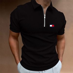 Мужские модные рубашки поло в рукаве с лацэлем Zip Design Top Men Streetwear Summer Golf Polo Jersey S3XL 220704