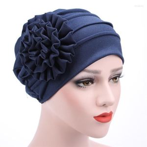 Grande Fiore Turbante Tappi Musulmani Moda Donna Donna Ruffle Beanie Head Wrap Chemio Cappelli Beanie/Skull Oliv22