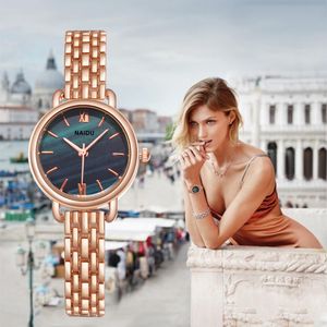 Kvinnor tittar på nya Naidu Rose Gold Sier Ladies Armband Watch Womens Quartz Dress Wristwatch Feminino Reloj Mujer Kol Saati