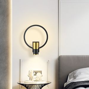 Sovrum sovrum vägglampor nordiskt ljus lyxrum läsning spotlight kreativ minimalist guld runda fyrkantig gångvägg lampa 5520#