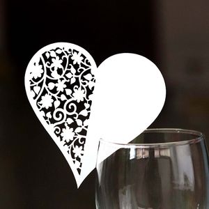 50 PCS Love Heart Seat Card Event Party Supplies Wedding Holiday Feast Laser Hollow Cup Cards YS0070
