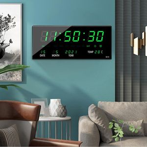 Wall Clocks Digital Clock Temperature Date Perpetual Calendar Electronic Alarm Hourly Chiming Home Decoration ClockWall
