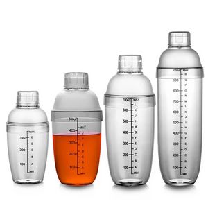 350ml / 530ml / 700ml / 1000mlのカクテルシェーカーホームバーの調理器具プラスチックサークルカップワインドリンクミキサーシェイクボトル0425