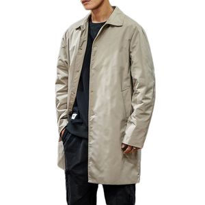 Jaquetas masculinas Jaquetas masculinas Spring Single Brentsed Mediumlong Coat Male Masculy Color Solid Khaki Casat Windbreaker PLUS TAMANHO 4XL 5XL 220826