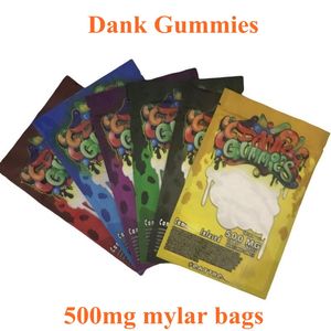 Tom 500 mg Dank Gummies EDIBLES Väskor Packaging Worms Bears Cubes Candy Gummy Zip Lock Lukt Proof Mylar Bag Zipper Package Pack Packing Baggies