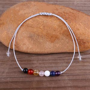 Charm Bracelets Natural Tibetan Stone Bracelet For Women Men Yoga Chakra Handmade Simple Rope Braided Crystal Beads Jewelry AccessoriesCharm