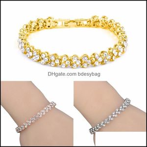 Jóias de pulseiras de miçangas de miçangas de miçangas para mulheres simples de luxo redondo zircão de soldado de cor de ouro dhhus