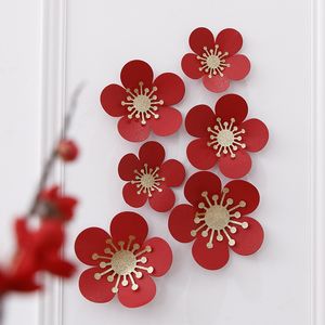 Chinese 3D Handmade Paper Red Flowers Set Decorations Wall Elegant Decor Nursery Wedding Marriage Room Party Supplies MJ0744