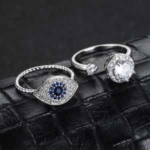 Ringos de tamanho aberto rotatáveis ​​O olho de diamante ajustável decompressão de girassol da margarida feminina Micro-Inlay Zircon Rings de jóias da moda Presente de jóias