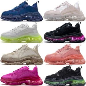 Mulheres Homens Triple S Casual Designer Running Shoes para 23FW Crystal Bottom Todo Preto Branco Glitter Verde Rosa Vermelho Luxo Retro Plataforma Sneaker Daddy Fashion Flat Shoes