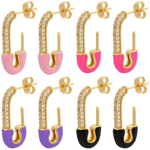 Stud Rainbow Emaille Gold Ohrringe für Frauen Einfacher Strassohrring Mode Femme Schmuck Geschenk AccessorieStud