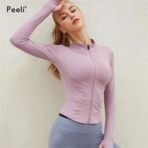 Peeli manga longa jaqueta esportiva mulheres zip fitness yoga camisa inverno quente ginásio superior activewear correndo casacos roupas de treino mulher 220622