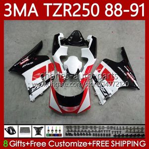 Bodys Kit for Yamaha Tzr-250 TZR 250 TZR250 R RS RR 88-91 Bodywork 115no.10 YPVS 3MA TZR250R 88 89 90 91 TZR250-R TZR250RR 1988 1989 1990 1991 Moto Fairings White Red Blk