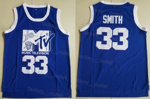 Música de filme Música Televisão 33 Smith Basketball Jersey Blue Team Color Bordery e costura de costura de algodão puro respirável para fãs de esporte boa/alta qualidade à venda