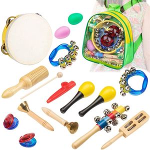 Musical Instrument Kids Toy 15 pcs Percussion Set for Toddlers Preschool Educational Learning Musical Toys with Storage Backpack 220706