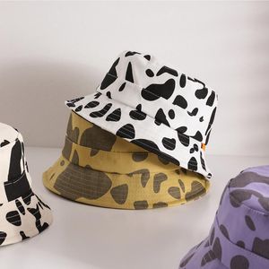 CAPS HATS CARTHEREWHER COW Mönster Baby Bucket Hat Mjuk bomull utomhus barnflicka pojke fiskare mössa vår sommar avslappnad spädbarn småbarn sol hatc