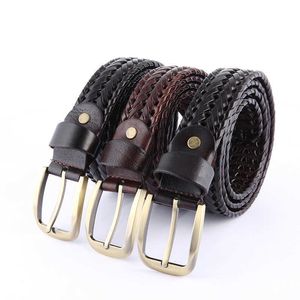 TopSelling Designer Luxury Brand Genuine Leather Men Weaving Handmade Braided Women Waist Strap Vintage Braid Male Belt Ceinture Homme Classic luxury