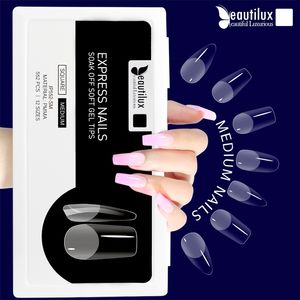 Beautilux Express Nails Soak Off Soft Traceless Gel Tips Press On DIY Nail Art Unghie finte Copertura completa Capsule americane 552 pezzi 220726