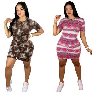 Wholesale Items Women Designer Dresses Fashion Midi Above Knee Clothes One Piece Set High Quality Elegant Luxury Fashion Letter Print Street Wear K237