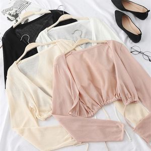 Dantel Yaz Hırka Womens toptan satış-Kadınlar Yaz Güneş Koruma Ceket Dantel Yay Çırpma Hardigan Kadın Bluz Üstleri Kadın Kapakları Blusa Beyaz Y2K Kore Gömlek