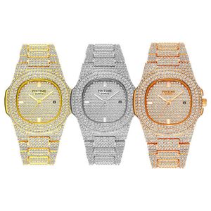 Top Brand High Quality Brass Bling Quartz Men Watch Reloj Shiny Hip Hop Gold Diamond Iced Out WatchBCMG