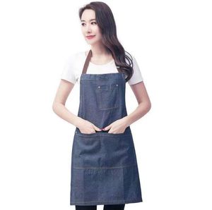 Kitchen Apron Unisex Denim Aprons Adjustable Men Women Apron With Pocket Chefs Cooking Baking Avental Home Cleaner Tool SN4472