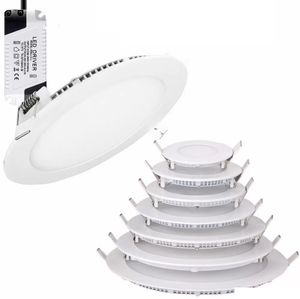 Luzes embutidas embutidas com LED regulável Lâmpada Quente/Natural/Frio Branco Superfino Luzes de painel LED Unidades
