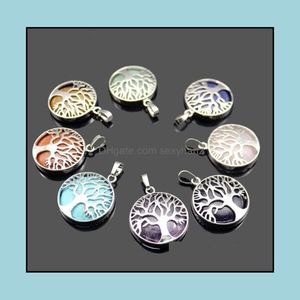 Pendant Necklaces Pendants Jewelry Gems Pattern Natural Lazi Stone Turquoise Lapis Reiki For Women Drop Delivery Jxnqe